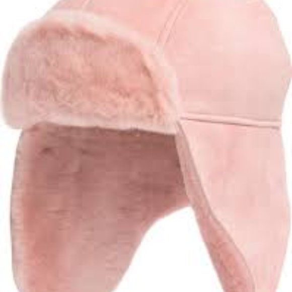 UGG KIDS LEATHER & REAL SHEARLING TRAPPER HAT AND MITTENS SET. SHEEPSKIN - Picture 15 of 16